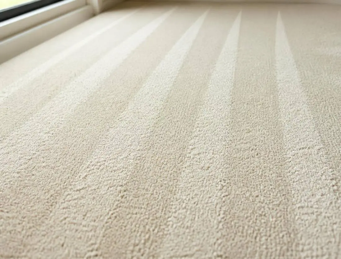 Carpet cleaning wand on light carpet in an empty living room